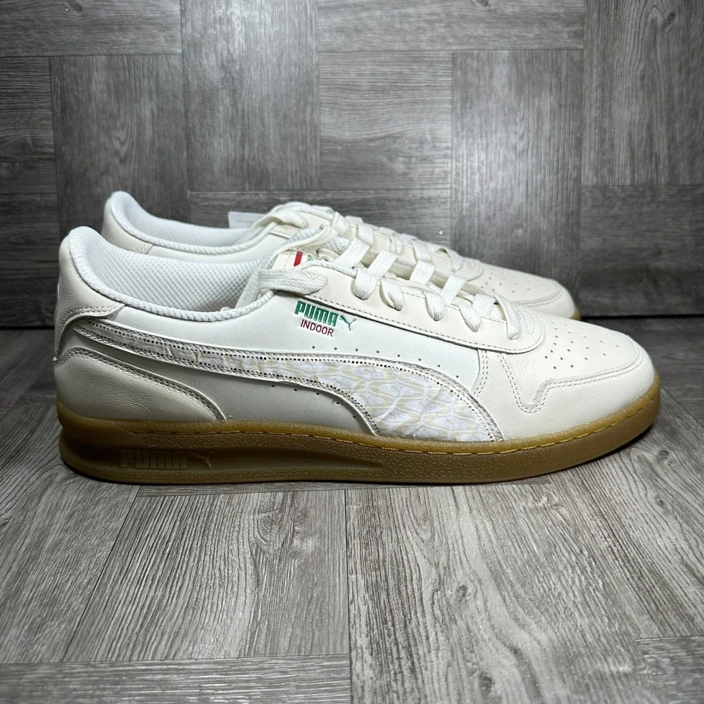 Puma Indoor XMAS Sneakers Mens 14 Warm White Leather Gum Sole Retro NEW